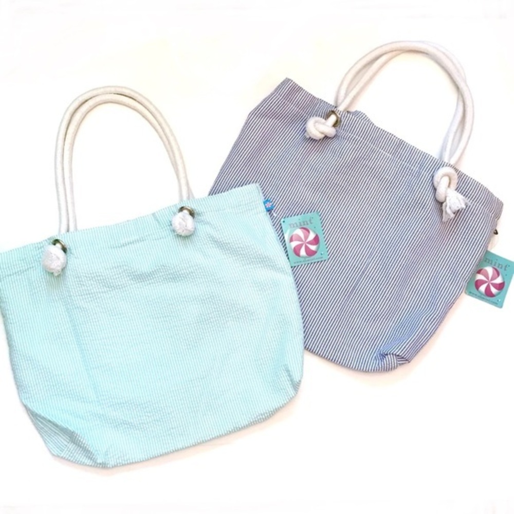 NWT 14 x 18 Seersucker Nautical Rope Tote Bags